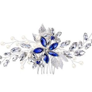 Elegant Silver and Blue Hair Comb